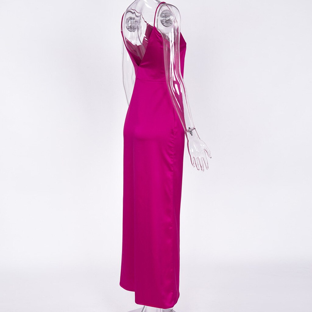 Satin V-Neck Maxi Dress for Women