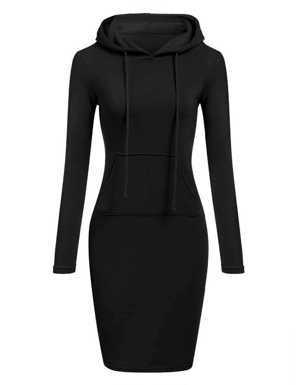 Women's Solid Color Hooded Knee-Length Dress