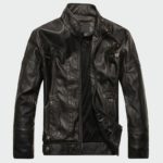 Men's Mandarin Collar Faux Leather Jacket